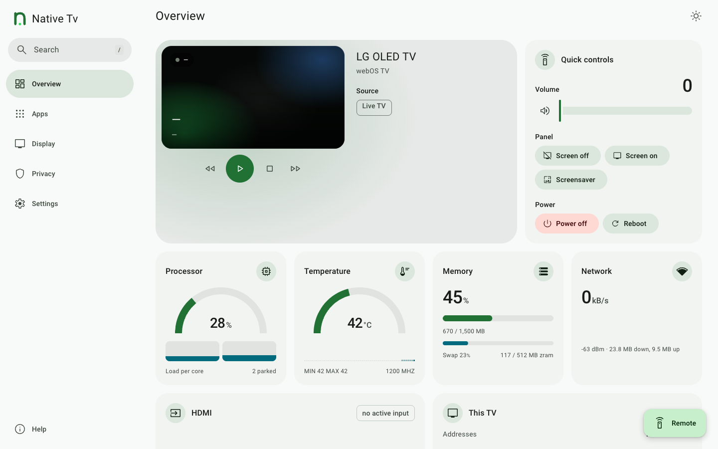 Overview in the light theme